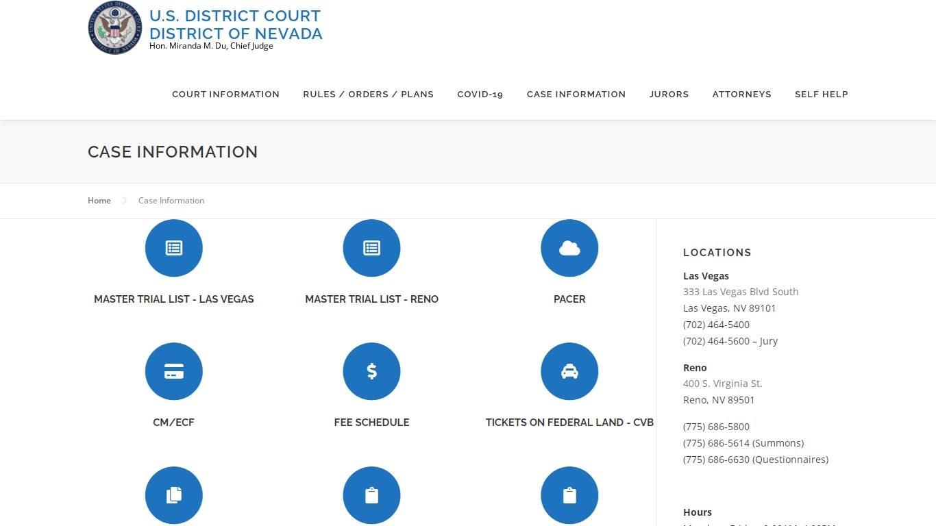 Case Information - District of Nevada